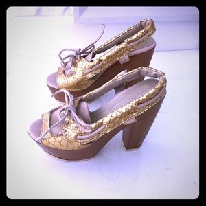 Sonia Rykiel Python Wooden Heel Sandal